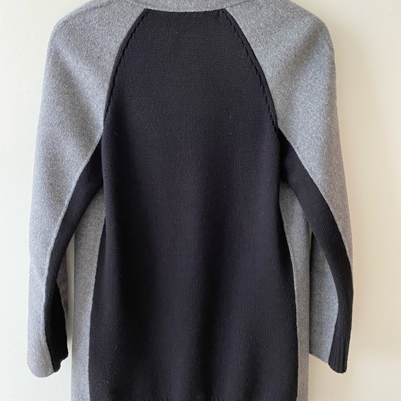 Vince Wool Blend Two-tone Sweater Back Coat - Picture 3 of 5